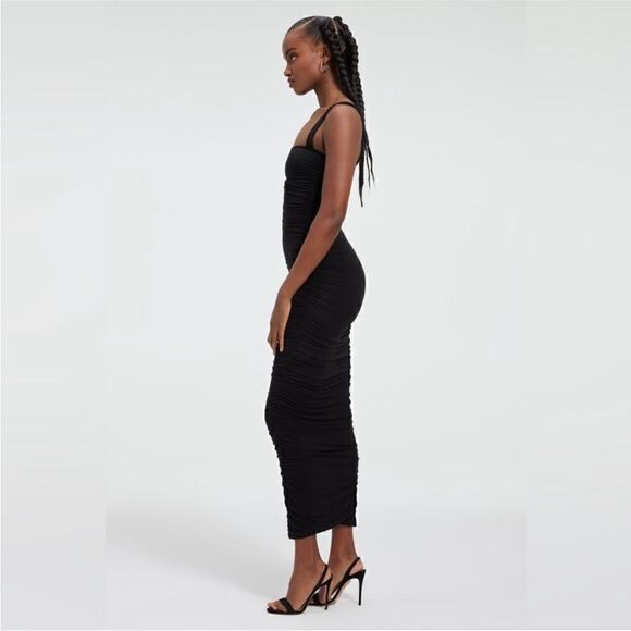 GOOD AMERICAN NWT SLINKY JERSEY MAXI TANK DRESS IN BLACK SIZE XS - Picture 4 of 10